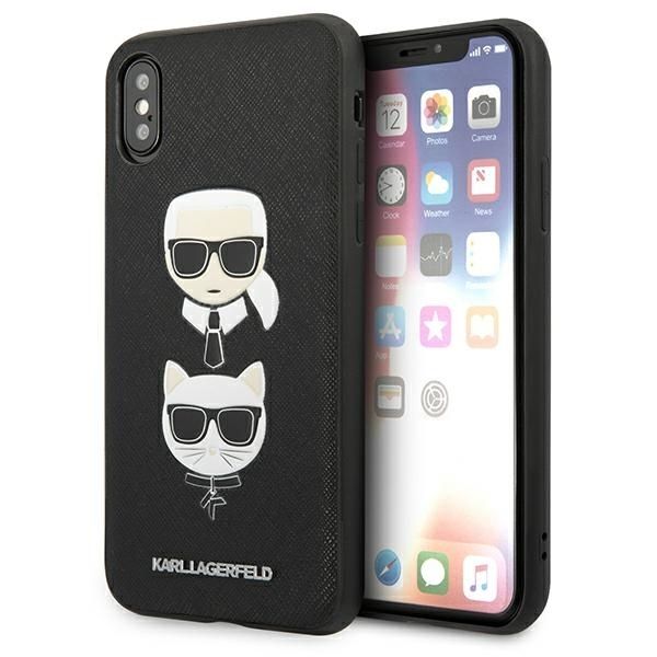 Tagakaaned Karl Lagerfeld Karl Lagerfeld Saffiano Karl&Choupette Head case for iPhone X/XS - black