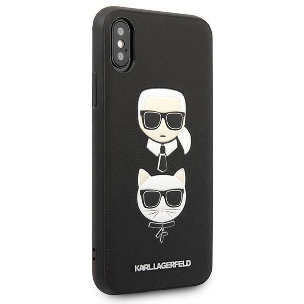 Tagakaaned Karl Lagerfeld Karl Lagerfeld Saffiano Karl&Choupette Head case for iPhone X/XS - black