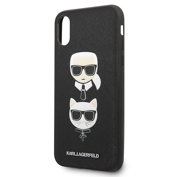 Tagakaaned Karl Lagerfeld Karl Lagerfeld Saffiano Karl&Choupette Head case for iPhone X/XS - black
