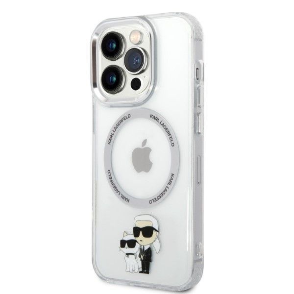 Aizmugurējais vāciņš Karl Lagerfeld Karl Lagerfeld Iconic Karl&Choupette MagSafe case for iPhone 14 Pro - transparent