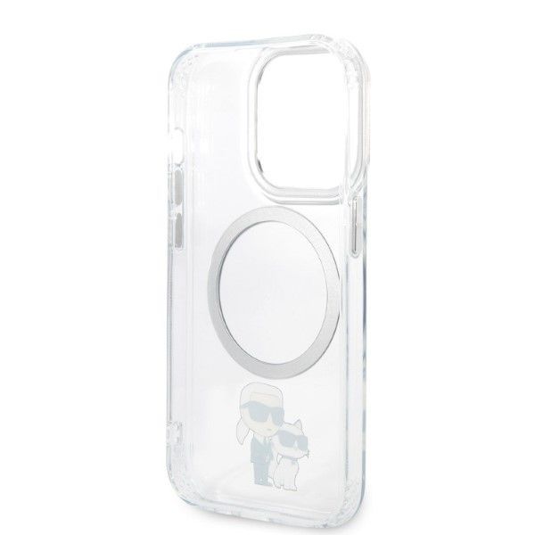Aizmugurējais vāciņš Karl Lagerfeld Karl Lagerfeld Iconic Karl&Choupette MagSafe case for iPhone 14 Pro - transparent