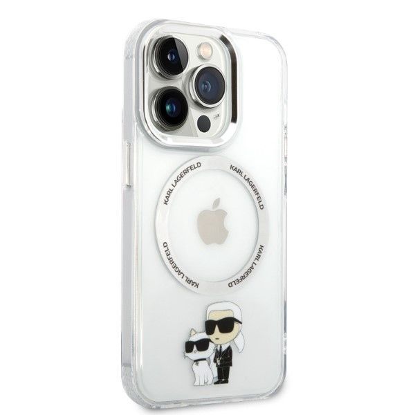 Aizmugurējais vāciņš Karl Lagerfeld Karl Lagerfeld Iconic Karl&Choupette MagSafe case for iPhone 14 Pro - transparent