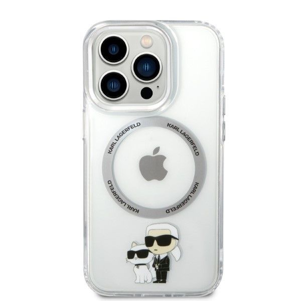 Aizmugurējais vāciņš Karl Lagerfeld Karl Lagerfeld Iconic Karl&Choupette MagSafe case for iPhone 14 Pro - transparent