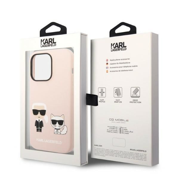 Aizmugurējais vāciņš Karl Lagerfeld Karl Lagerfeld KLHMP14XSSKCI iPhone 14 Pro Max 6.7" hardcase light pink/light pink Silicone Karl & Choupette Magsafe