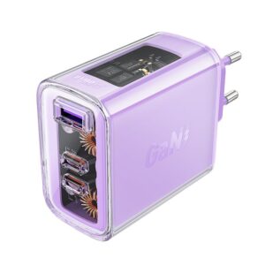 Adapteris Acefast  Acefast charger GaN 65W 3 ports (1xUSB, 2xUSB C) purple (A45) 