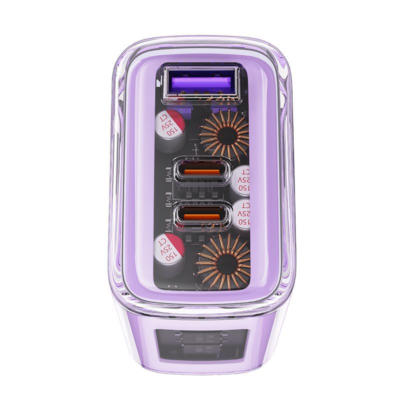 Adapteris Acefast Acefast charger GaN 65W 3 ports (1xUSB, 2xUSB C) purple (A45)