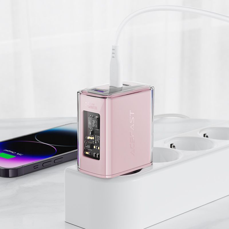Adapteris Acefast Acefast charger GaN 65W 3 ports (1xUSB, 2xUSB C) purple (A45)