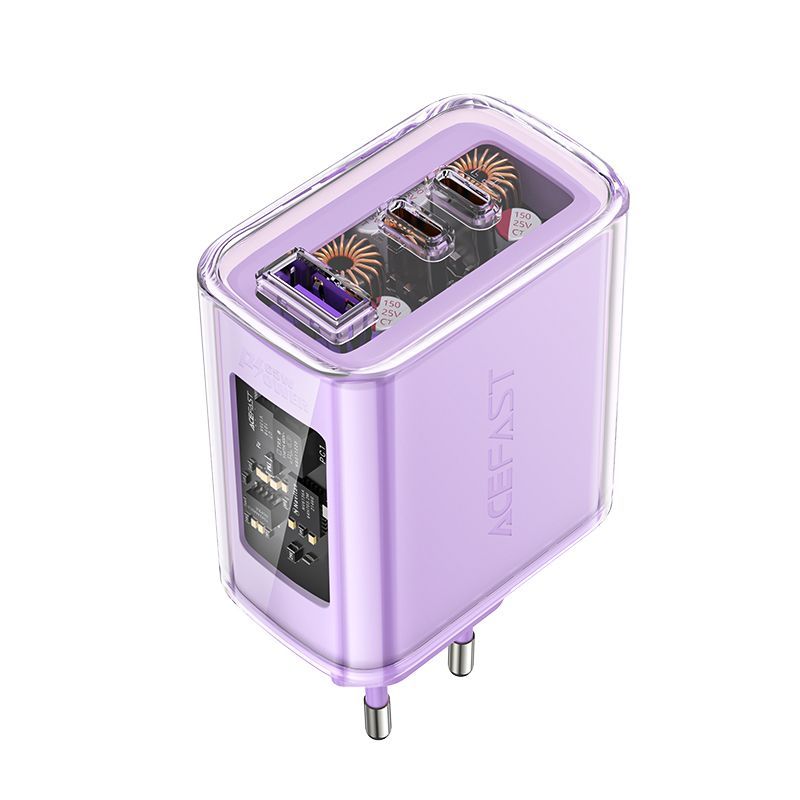 Adapteris Acefast Acefast charger GaN 65W 3 ports (1xUSB, 2xUSB C) purple (A45)