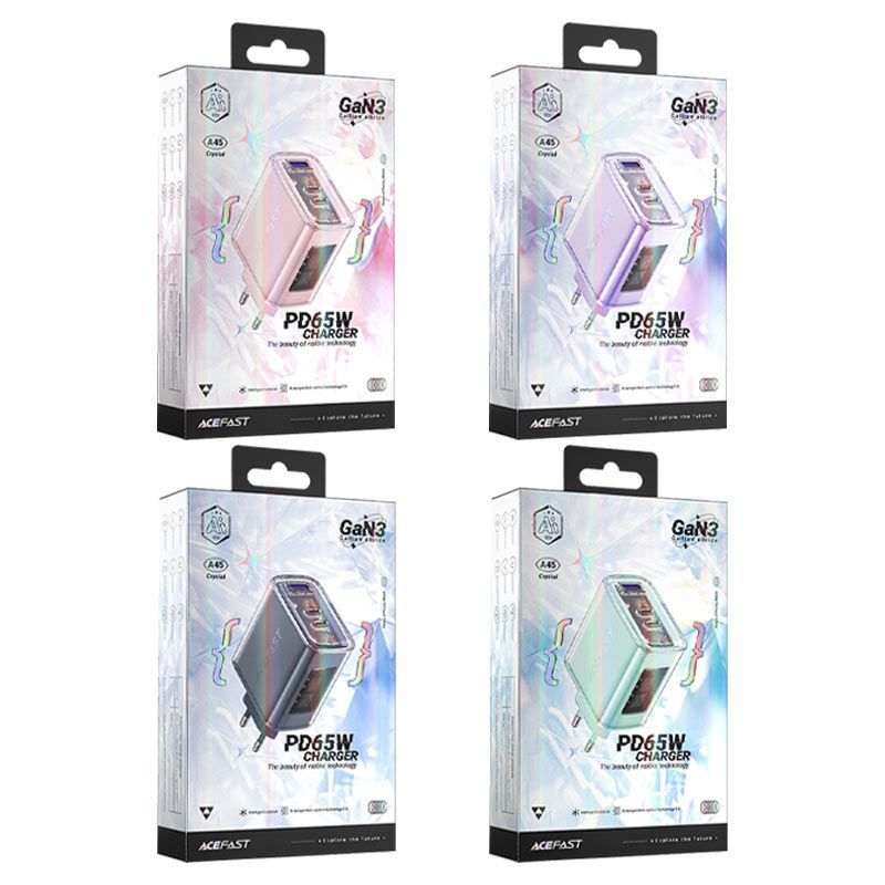 Adapteris Acefast Acefast charger GaN 65W 3 ports (1xUSB, 2xUSB C) green (A45)