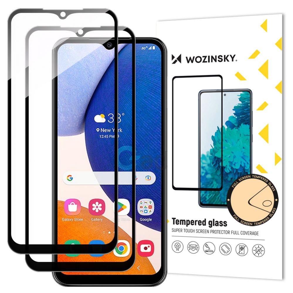 Protective glass Wozinsky - Wozinsky 2x Full Glue Tempered Glass Samsung Galaxy A14 5G / A14 9H Full Screen Tempered Glass with Black Frame