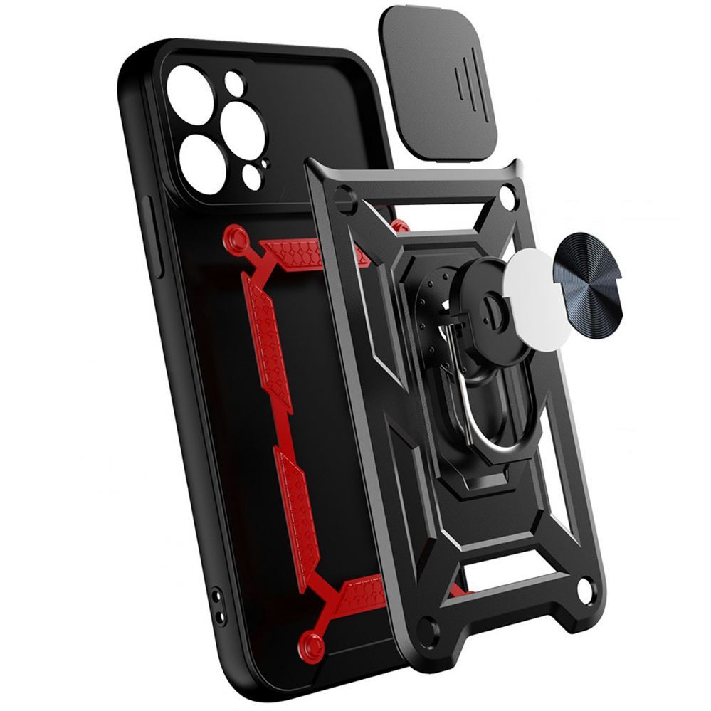 Aizmugurējais vāciņš Hurtel Hybrid Armor Camshield Case for Vivo X80 Lite / Vivo V25 Armor Case with Camera Cover Black
