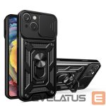 Tagakaaned Hurtel  Hybrid Armor Camshield case for Motorola Moto G62 5G armored case with camera cover black 
