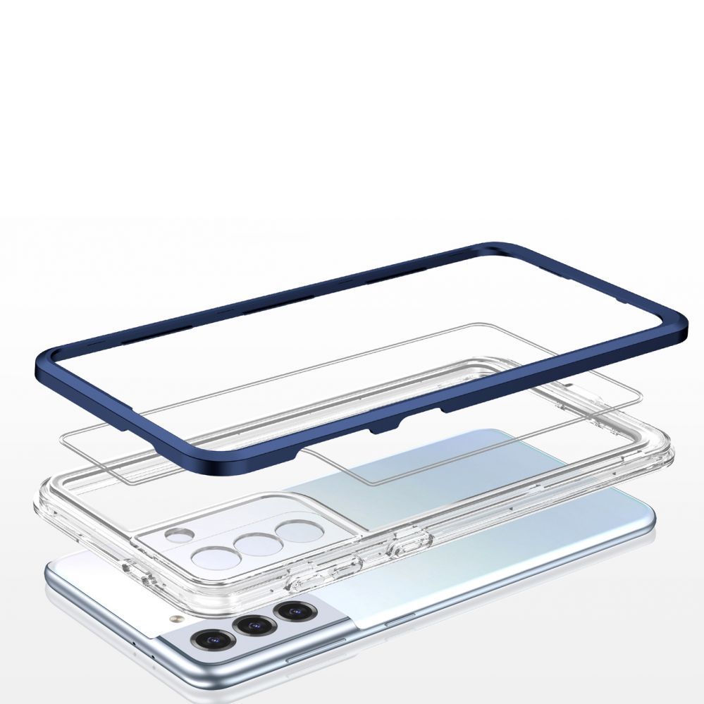 Back panel cover Hurtel Clear 3in1 case for Samsung Galaxy S23+ silicone cover with frame blue