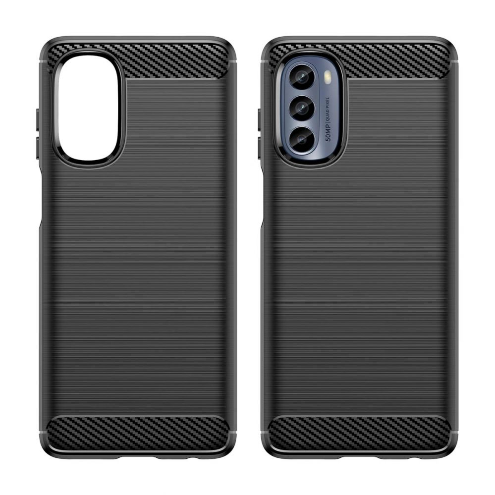 Tagakaaned Hurtel - Carbon Case for Motorola Moto G62 5G flexible silicone carbon cover black
