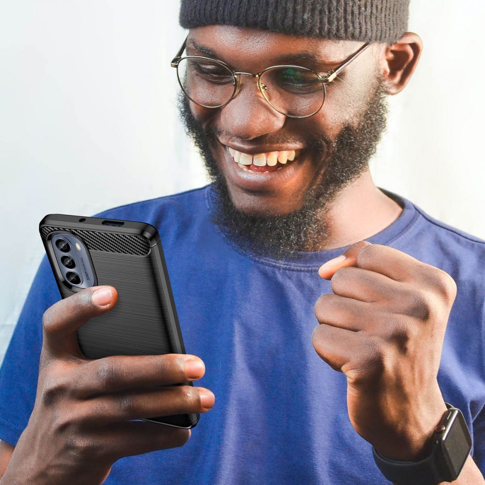 Tagakaaned Hurtel - Carbon Case for Motorola Moto G62 5G flexible silicone carbon cover black