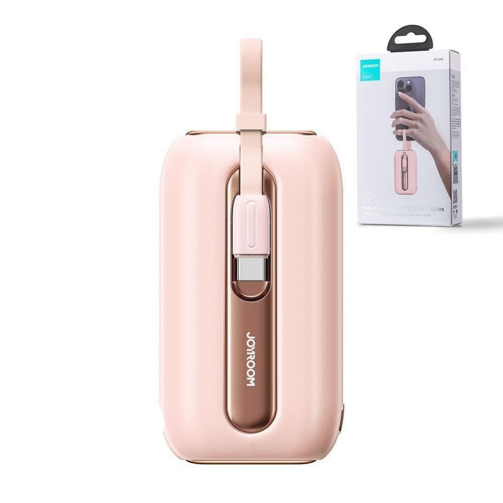 Väline aku Joyroom Joyroom mini powerbank 10000mAh Colorful Series 22.5W with 2 built-in USB C and Lightning cables pink (JR-L012)