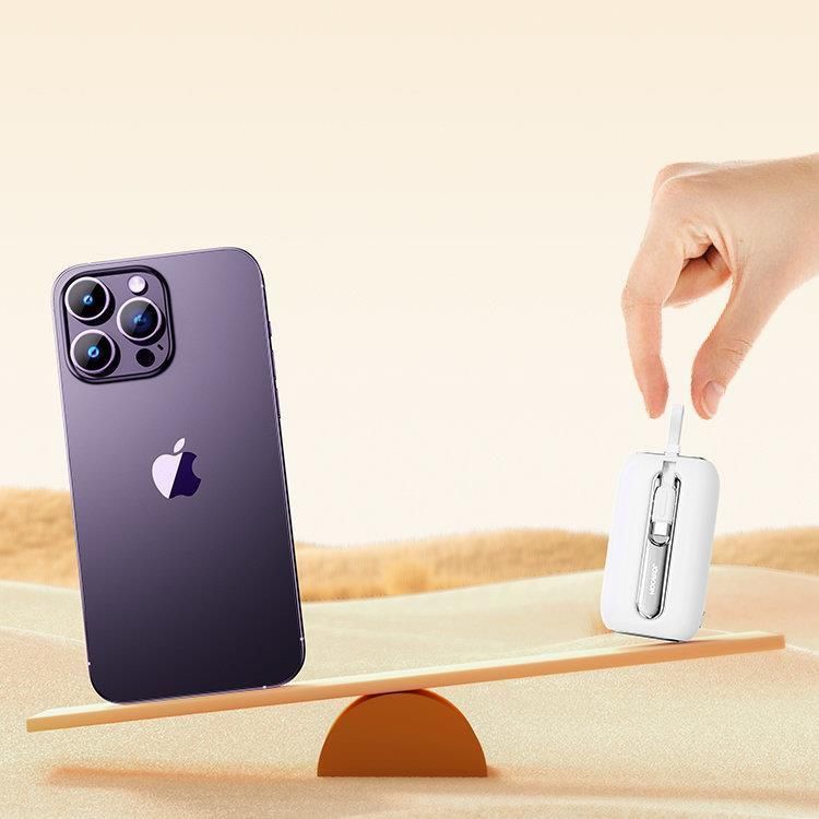 Power bank Joyroom Joyroom mini powerbank 10000mAh Colorful Series 22.5W with 2 built-in USB C and Lightning cables white (JR-L012)