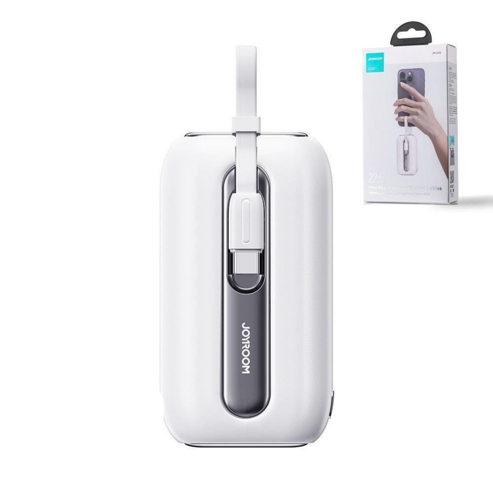 Power bank Joyroom Joyroom mini powerbank 10000mAh Colorful Series 22.5W with 2 built-in USB C and Lightning cables white (JR-L012)