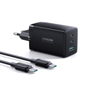 Adapteris Joyroom  Joyroom fast GaN charger 65W USB-A, 2x USB-C black + USB-C - USB-C cable 100W 1.2m (TCG01) 