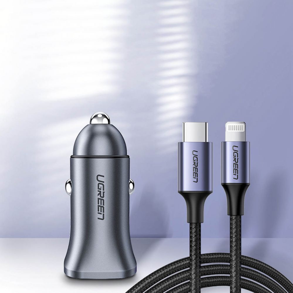 Auto charger Ugreen CD130 USB-A / USB-C 30W Car Charger Grey