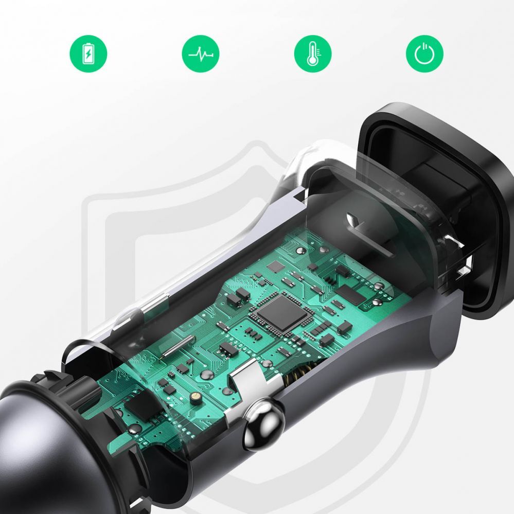 Auto charger Ugreen CD130 USB-A / USB-C 30W Car Charger Grey