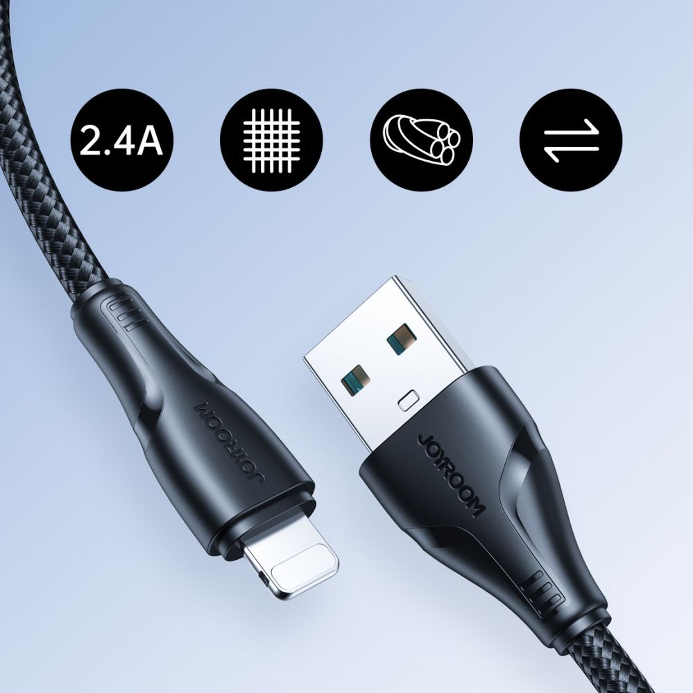 Kabelis Joyroom Joyroom Surpass Series A11 USB-A / Lightning 2.4A Cable 1.2 m - Black