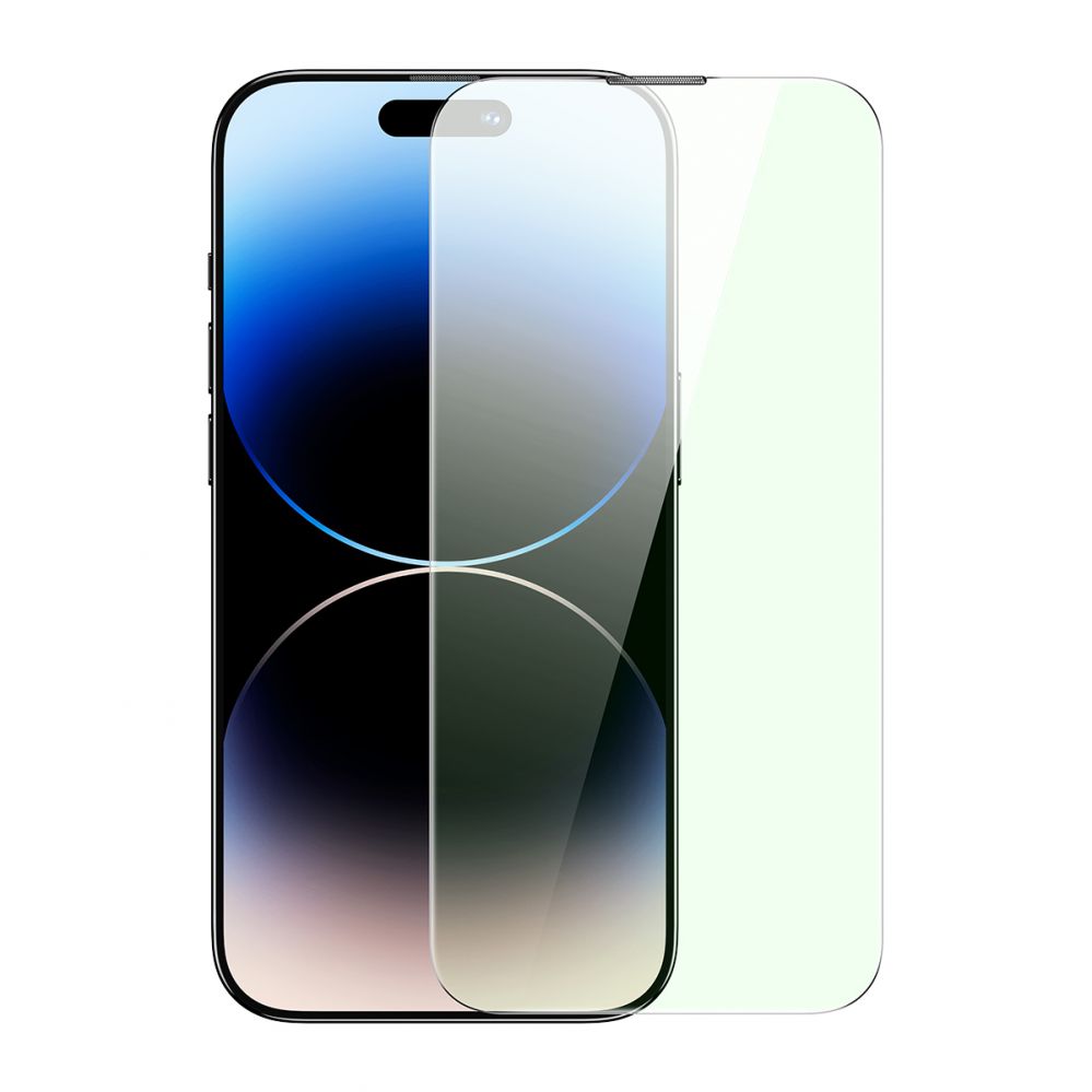 Protective glass Baseus Baseus Full Screen Tempered Glass for iPhone 14 Pro Max with Anti Blue Light Filter and 0.3mm Speaker Cover + Mounting Frame