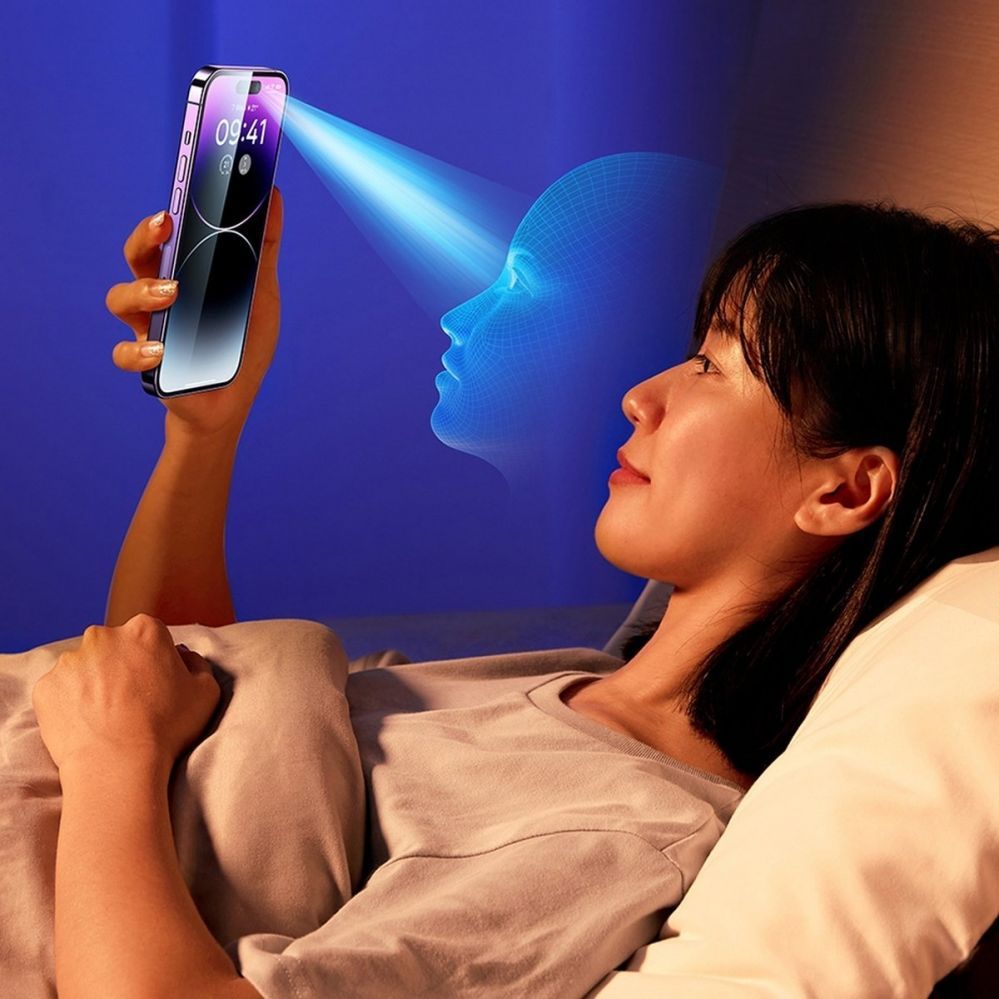 Protective glass Baseus Baseus Full Screen Tempered Glass for iPhone 14 Pro Max with Anti Blue Light Filter and 0.3mm Speaker Cover + Mounting Frame