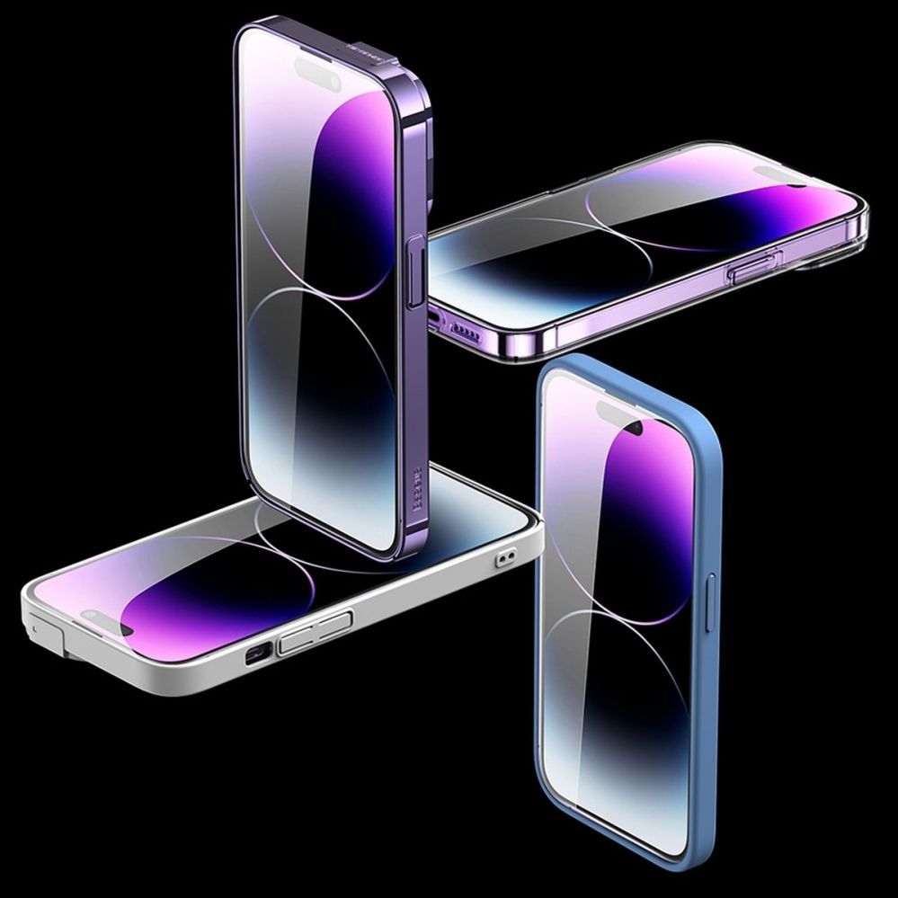 Protective glass Baseus Baseus Full Screen Tempered Glass for iPhone 14 Pro Max with Anti Blue Light Filter and 0.3mm Speaker Cover + Mounting Frame