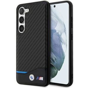 Aizmugurējais vāciņš BMW  BMW Leather Carbon case for Samsung Galaxy S23+ - black 