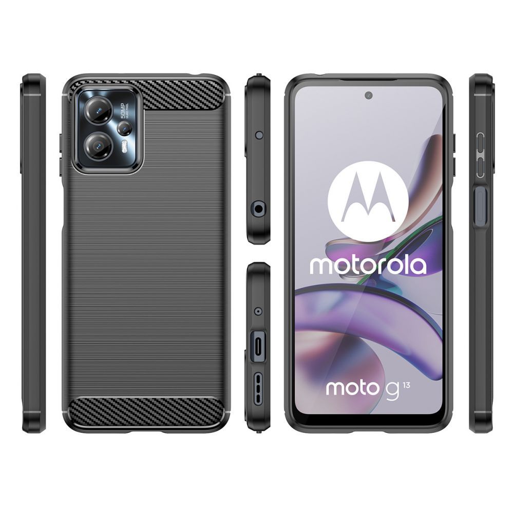 Back panel cover Hurtel Carbon Case for Motorola Moto G13 flexible silicone carbon cover black