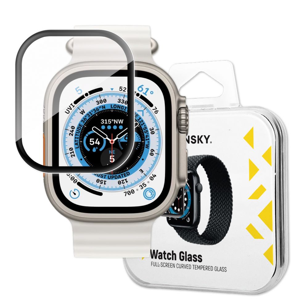 Aizsargstikls Wozinsky Wozinsky Full Glue Tempered Glass Apple Watch Ultra 1 / 2 49mm 9H Full Screen Tempered Glass with Black Frame
