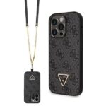 Back panel cover Guess  Guess GUHCP14LP4TDSCPK case for iPhone 14 Pro - black Crossbody 4G Metal Logo 