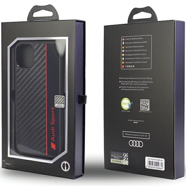 Back panel cover Audi Audi Carbon Fiber Stripe iPhone 11 / Xr 6.1" black/black hardcase AUS-TPUPCIP11-R8/D1-BK