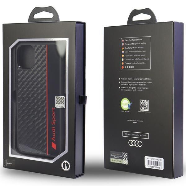 Back panel cover Audi Audi Carbon Fiber Stripe iPhone 12/12 Pro 6.1" black/black hardcase AUS-TPUPCIP12P-R8/D1-BK