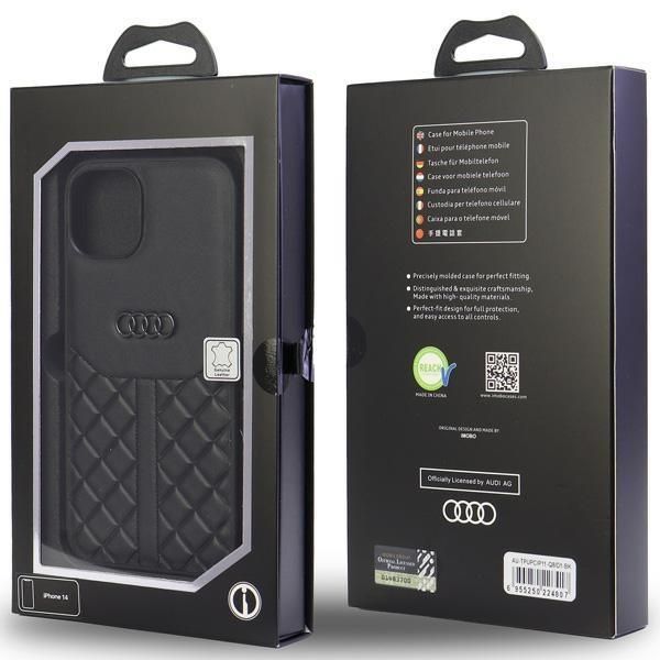 Aizmugurējais vāciņš Audi Audi Genuine Leather iPhone 11 / Xr 6.1" black/black hardcase AU-TPUPCIP11R-Q8/D1-BK