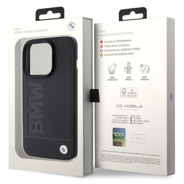 Back panel cover BMW BMW MagSafe Leather Hot Stamp case for iPhone 15 Pro - black