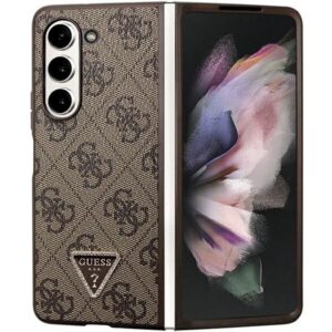 Nugarėlės dėklai Guess  Guess Leather 4G Triangle Strass case for Samsung Galaxy Z Fold 5 - brown