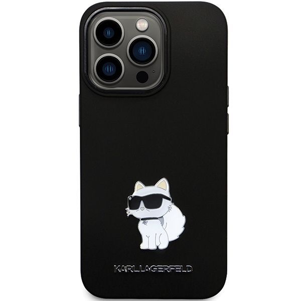Aizmugurējais vāciņš Karl Lagerfeld Karl Lagerfeld KLHCP14XSMHCNPK case for iPhone 14 Pro Max 6.7" - black Silicone C Metal Pin