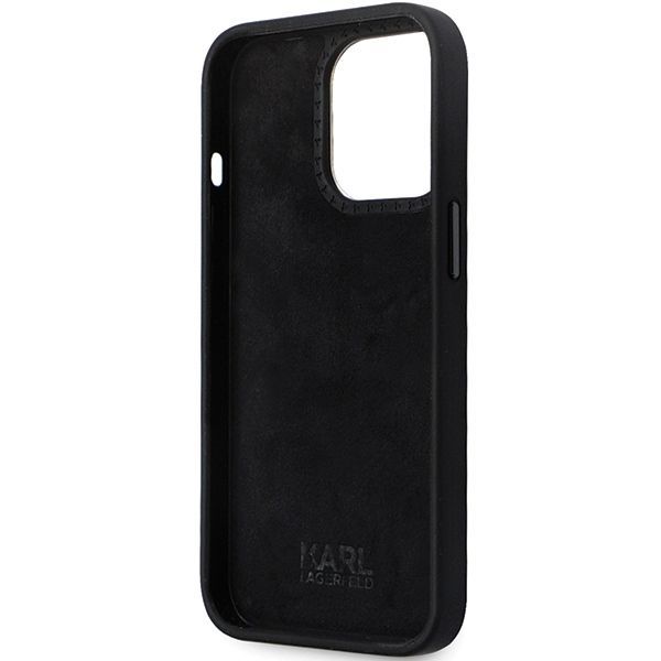 Aizmugurējais vāciņš Karl Lagerfeld Karl Lagerfeld KLHCP14XSMHCNPK case for iPhone 14 Pro Max 6.7" - black Silicone C Metal Pin