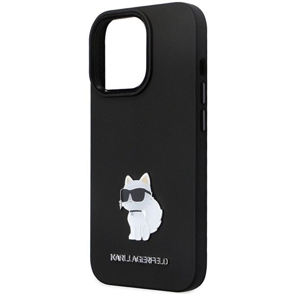 Aizmugurējais vāciņš Karl Lagerfeld Karl Lagerfeld KLHCP14XSMHCNPK case for iPhone 14 Pro Max 6.7" - black Silicone C Metal Pin