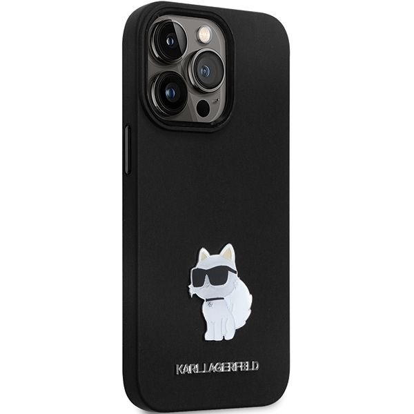 Aizmugurējais vāciņš Karl Lagerfeld Karl Lagerfeld KLHCP14XSMHCNPK case for iPhone 14 Pro Max 6.7" - black Silicone C Metal Pin