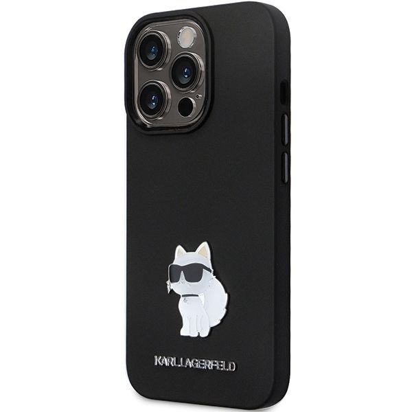 Aizmugurējais vāciņš Karl Lagerfeld Karl Lagerfeld KLHCP14XSMHCNPK case for iPhone 14 Pro Max 6.7" - black Silicone C Metal Pin