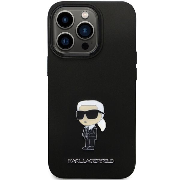 Aizmugurējais vāciņš Karl Lagerfeld Karl Lagerfeld KLHCP14XSMHKNPK case for iPhone 14 Pro Max 6.7" - black Silicone Ikonik Metal Pin