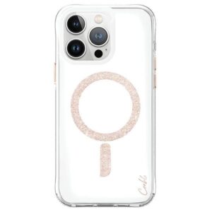 Back panel cover UNIQ  Uniq Coehl Glace Magnetic Charging case for iPhone 15 Pro - pink and gold 