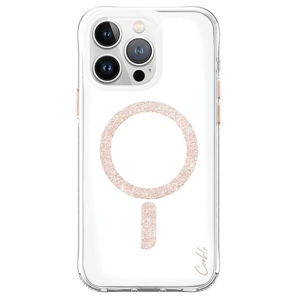 Back panel cover UNIQ Uniq Coehl Glace Magnetic Charging case for iPhone 15 Pro - pink and gold