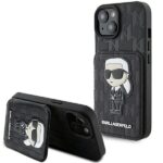 Tagakaaned Karl Lagerfeld  Karl Lagerfeld Saffiano Cardslots and Stand Monogram Ikonik Patch case for iPhone 15 - black 