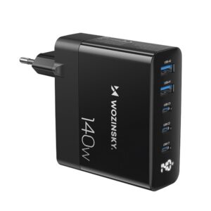 Adapter Wozinsky  Wozinsky CGWCB 140W GaN wall charger 3 x USB-C / 2 x USB-A - black 