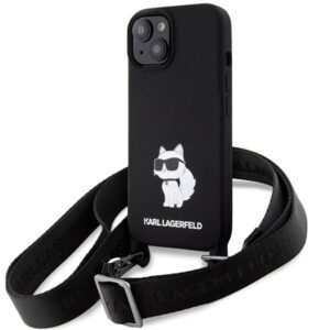 Nugarėlės dėklai Karl Lagerfeld  Karl Lagerfeld KLHCP15SSCBSCNK iPhone 15 6.1" hardcase black/black Crossbody Silicone Choupette 