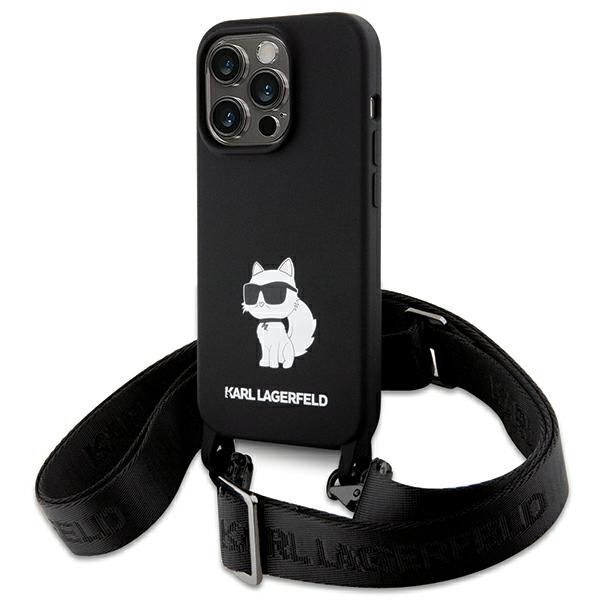 Aizmugurējais vāciņš Karl Lagerfeld Karl Lagerfeld KLHCP15XSCBSCNK iPhone 15 Pro Max 6.7" hardcase black/black Crossbody Silicone Choupette